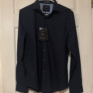 Denim & Flower Blue  Button Down Shirt with White Dots